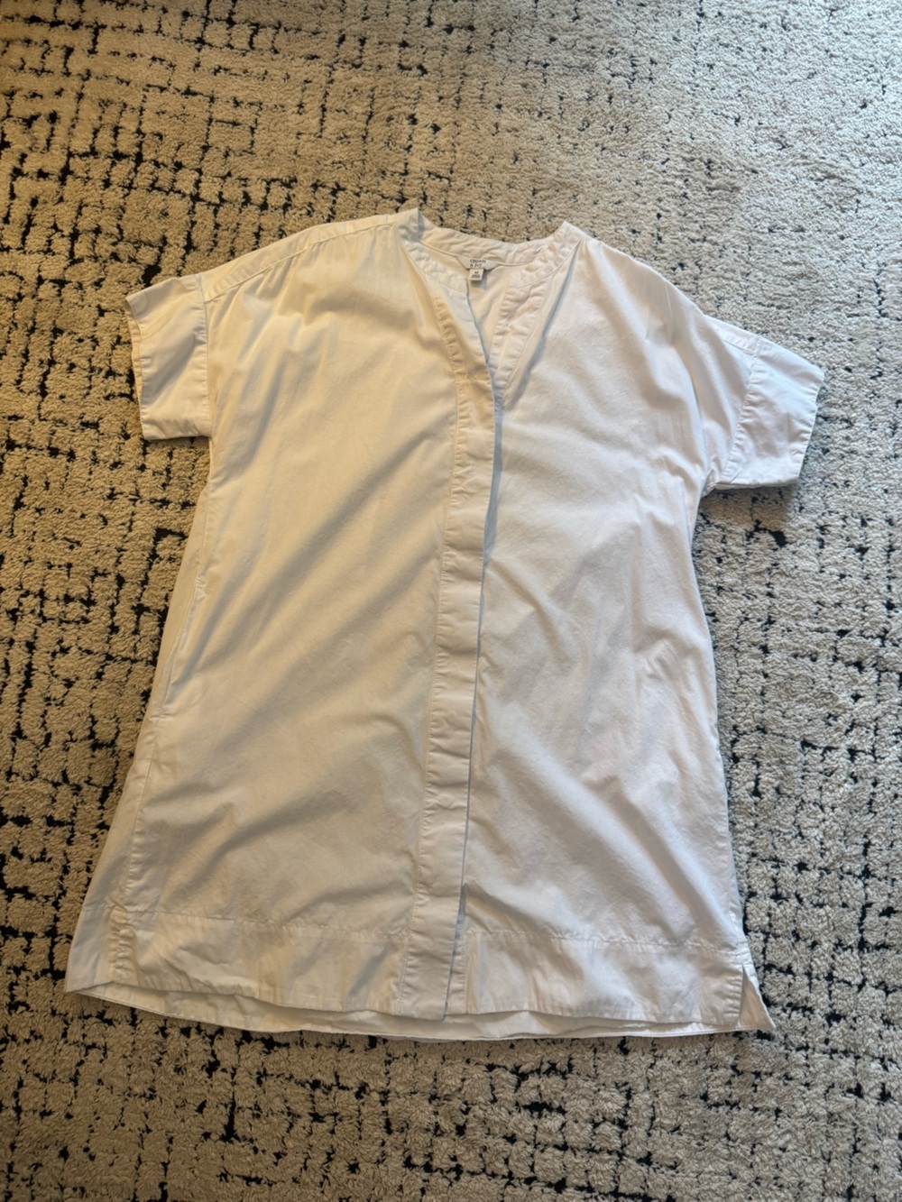 Collarless shirt dress